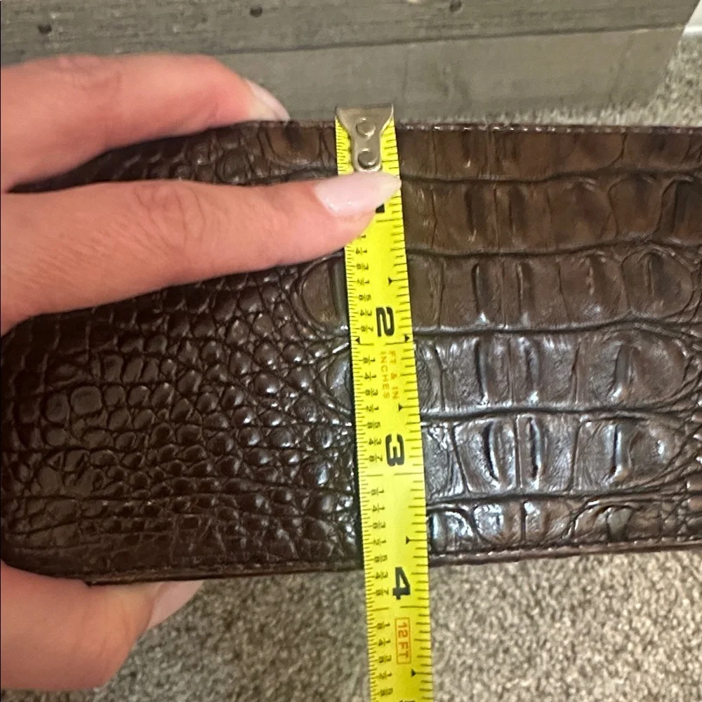 Brahmin Kendall Vintage Brown Black Alligator Black Leather Shoulder Bag Purse